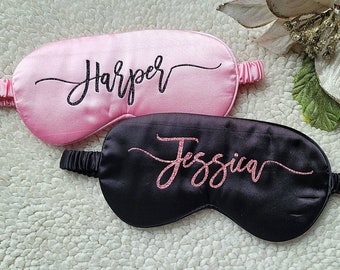 Custom Sleep Mask, Personalized Satin Sleep Mask, Bachelorette Favors, Bridesmaid Gifts, Spa Party Favors, Name Eye Mask