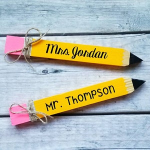 Teacher Name Pencils, Teacher Pencil Sign, Teacher Name Plate, Teacher Gift, Teacher Appreciation Gift, Teacher Pencil, Teacher grad gift