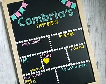 Reusable Back to School Chalkboard, First Day of School sign, Chalkboard with Blanks first day chalkboard, back to school chalkboard