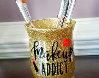 Makeup Brush Holder, Glitter Makeup Brush Holder, Make-up Brush Holder, Make Up Brush Jar, Bathroom Jar, bathroom decor, morning motivation