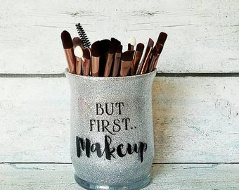 Makeup Brush Holder, Glitter Makeup Brush Holder, Make-up Brush Holder, Make Up Brush Jar, Bathroom Jar, bathroom decor, morning motivation