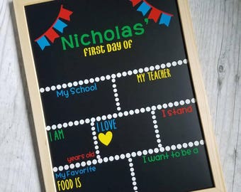 Reusable Back to School Chalkboard, First Day of School sign, Chalkboard with Blanks first day chalkboard, back to school chalkboard