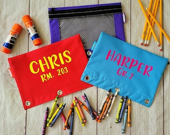 Personalized Canvas Pencil case, pencil box, school storage bag, crayon storage