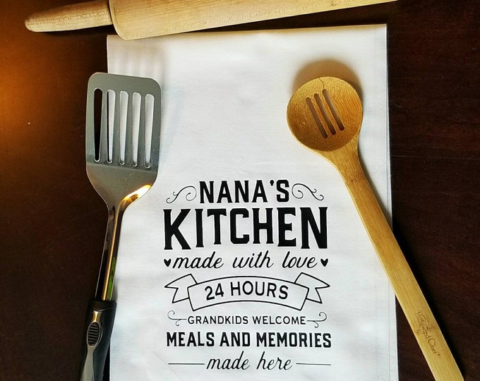Nanas Kitchen, custom kitchen towel, flour sack Towels, custom tea Towels, personalized kitchen towels, kitchen decor, wedding shower gift