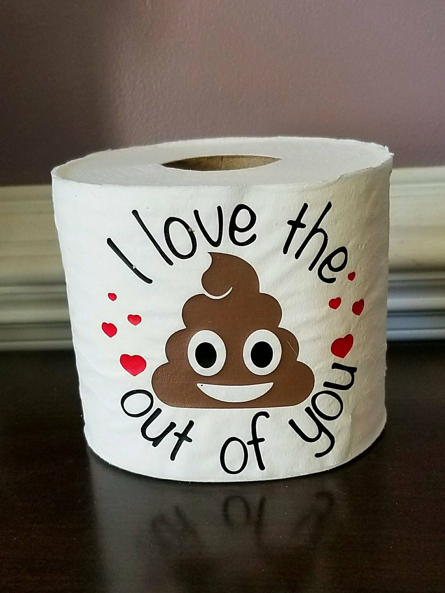 2 Rolls Toilet Paper I Love The Poop Outta You Printed Toilet Paper Romantic Novelty 2-Ply Toilet Tissue Funny Gag Gift for Anniversary Decorations