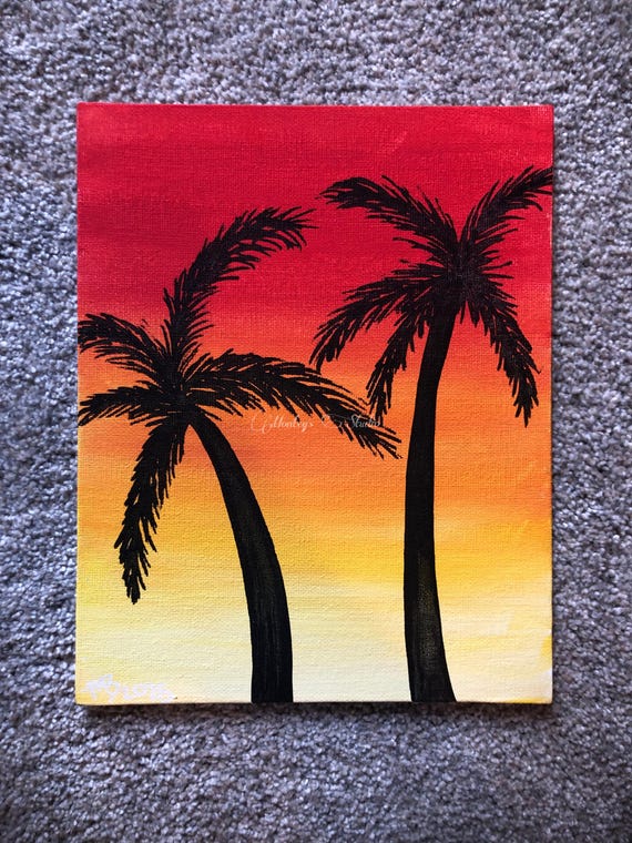 Palm Tree Sunset Painting