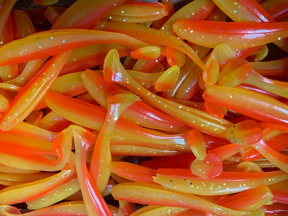 100 Pieces in Each Pack 2 Two Tone Orange Soft Swim Bait Paddle