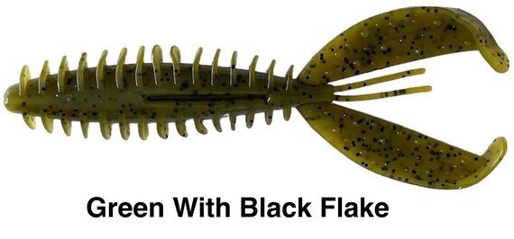 4.25 Green With Black Flake Creature Bug/shrimp Baits. Soft Baits Bass  Fishing 20 Pack Free Shipping 