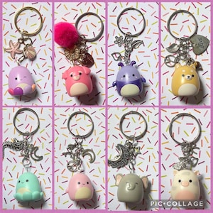 Squish A Longs By Squishmallows Keychains Purse or Bag Charms Handmade Unique Gift New Custom Rosie the Pig Axel Angie Zobey Octopus Dog