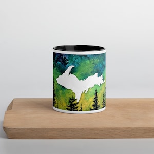 Upper Peninsula 11oz Coffee Mug - Unique UP Design, Michigan Forest Scene, Yooper Gift, Great Lakes Lover Mug, Northern Wilderness Art
