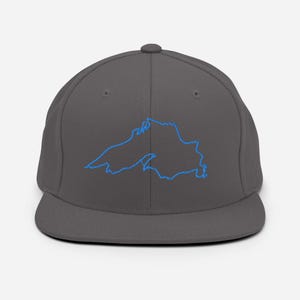 Casquette Snapback Lake Superior Outline - Casquette carte de la péninsule supérieure du Michigan, style Yooper, Great Lakes Pride, équipement d'aventure, chapeau de randonnée et de camping