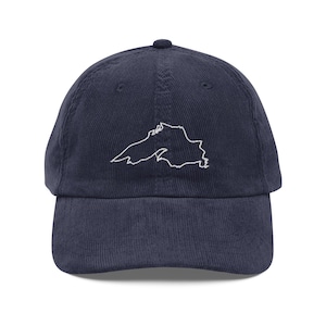 Vintage Corduroy UP Michigan Hat - Upper Peninsula Outline Cap, Yooper Pride Headwear, Michigan Outdoors, Lake Superior, Adventure Hat