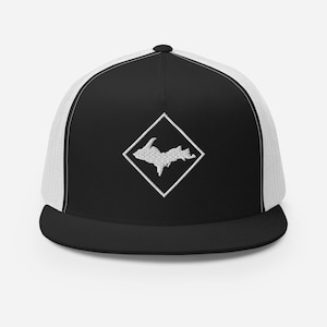 Upper Peninsula Diamond Trucker Cap – Michigan UP Yooper Pride Hat, Perfect for Outdoors, Camping, Hiking, Nature Lovers, and UP Style