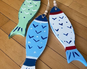 Coastal Wooden Fish Wall Hanging – Nautical Decor – Beach House Rustic Decor – Handmade Wood Art