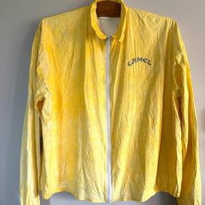 Vintage 80s/90s Camel Tyvek Jacket XL | Rare Joe Camel Promo Windbreaker | Yellow Advertising Collectible