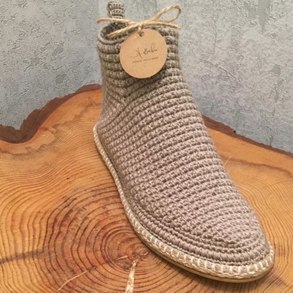 Booties - Handcrafted Crochet Boots. Hand knitted & Hand stitched. by Babu Shoes