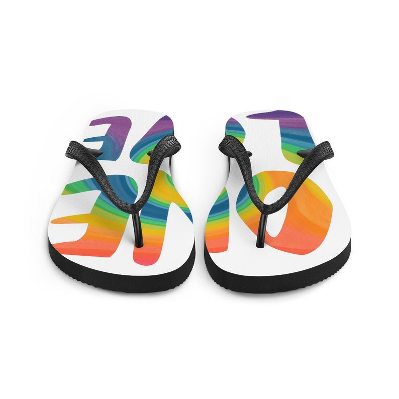 One Love Flip-flops Rainbow Beachwear Love and Peace | Etsy