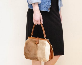1950's/60's Hair on Hide Leather Purse / Cowhide / Rare Collectable Retro / bjr