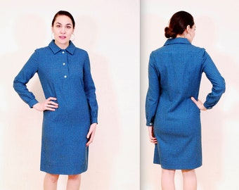1960s PENDLETON Plaid Houndstooth Wool Nightshirt / Dress / Retro Collectable Rare
