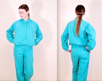 1980's Groene CMV Sportswear Track Suit Set / Zeldzame Verzamelbare Retro / bjr