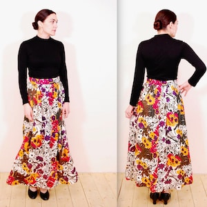 1980&#39;s/90&#39;s Floral VERA NEUMANN Maxi Skirt / Tiki / Pin Up / Rockabilly / Rare Collectable Retro / bjr