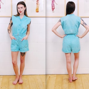 1950&#39;s/60&#39;s Seafoam Romper / Play Suit / Onesie / Jumper / Rare Collectible Retro