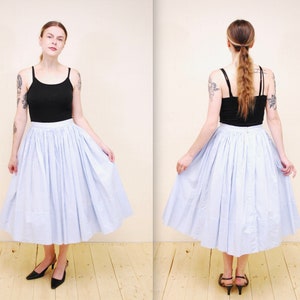 1940&#39;s/50&#39;s Light Blue PATTY WOODWARD CALIFORNIA Gingham Swing Skirt / Circle Skirt / Pin Up / Rockabilly / Rare Collectable Retro