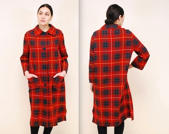 1960's/70's Plaid Long Coat / House Coat / Made in Scotland / Rare Collectable Retro / bjr