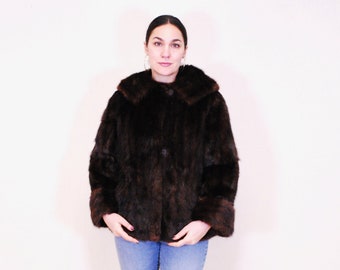 Vintage 1950's/60's Dark Brown HUDSON'S BAY Mink Fur Coat / Retro Collectable Rare