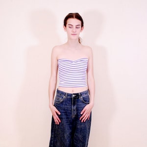 1960&#39;s/70&#39;s Purple Striped Cinched Tube Top / Hippie / Boho / Rare Collectable Retro bjr