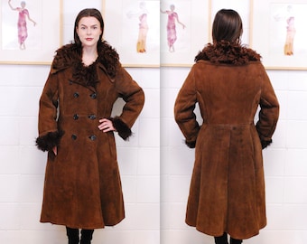 1970's/80's Brown ANTARTEX LAMBSKIN Shaggy Sheepskin Coat / Boho / Penny Lane / Made in Scotland / Rare Collectable Retro / bjr