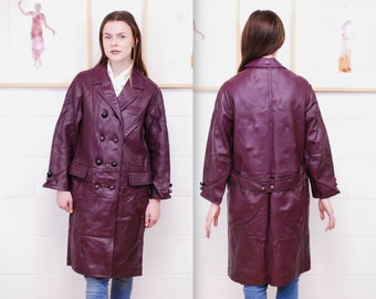 Vintage 1970's Purple TROJAN SPORTSWEAR 3/4 Length Leather Jacket / Retro Collectable Rare / bjr
