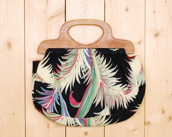 1960's/70's Floral Print Barkcloth Bag / Barkcloth Purse / Hippie / Boho / Rare Collectable Retro / bjr