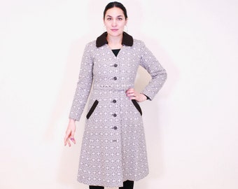 1960's/70's Brown HOLT RENFREW Women's 3/4 Length Wool Overcoat / Rare Collectable Retro