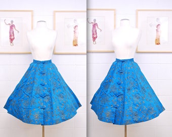 60s Barry Sherrard London Floral Linen Skirt 24-25 inch waist Tropical Hawaiian Clothing 50s Pencil Skirt Pin Up Rockabilly