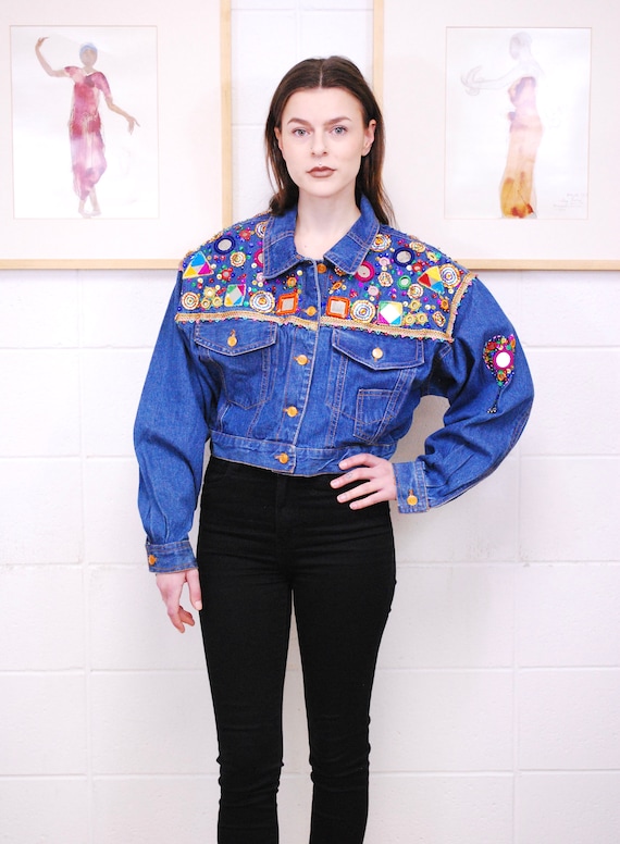 1980's/90's JOU JOU Blue Denim Cropped Jacket With