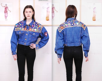 1980's/90's JOU JOU Blue Denim Cropped Jacket With 1980's/90's JOU JOU Blue Denim Cropped Jacket With