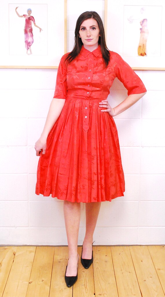 1960's Candy Apple Red MARTHA CLYDE Fit and Flare… - image 3