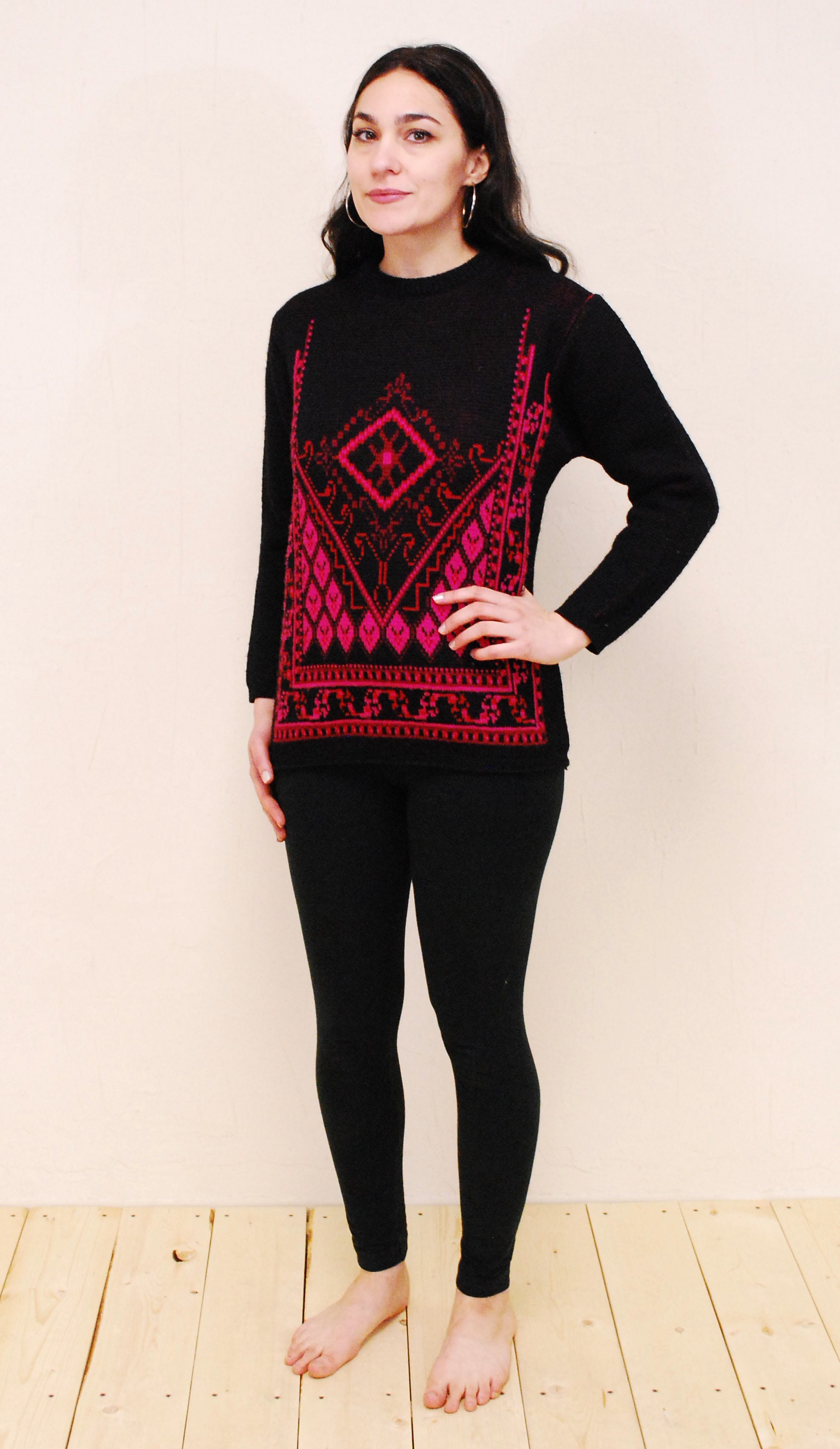 1950's/60's Black and Fuschia CHAMPION KNITTING MILLS Nordic