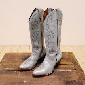 1970&#39;s Silver Leather Women&#39;s Cowboy Boots / Western Boots / Size 6 / Rare Collectable Retro / bjr