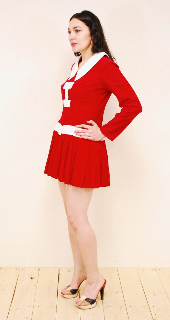 1950's/60's Red Corduroy "I" Varsity Cheerleader … - image 5