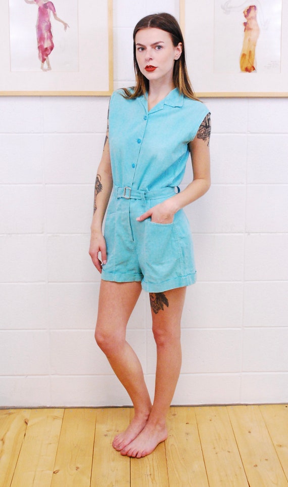 1950's/60's Seafoam Romper / Play Suit / Onesie /… - image 4