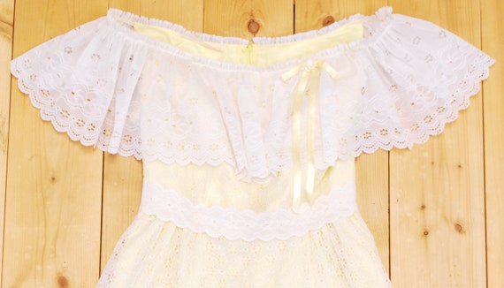 1970's Pale Yellow DANCE ALLURE Off The Shoulder … - image 9