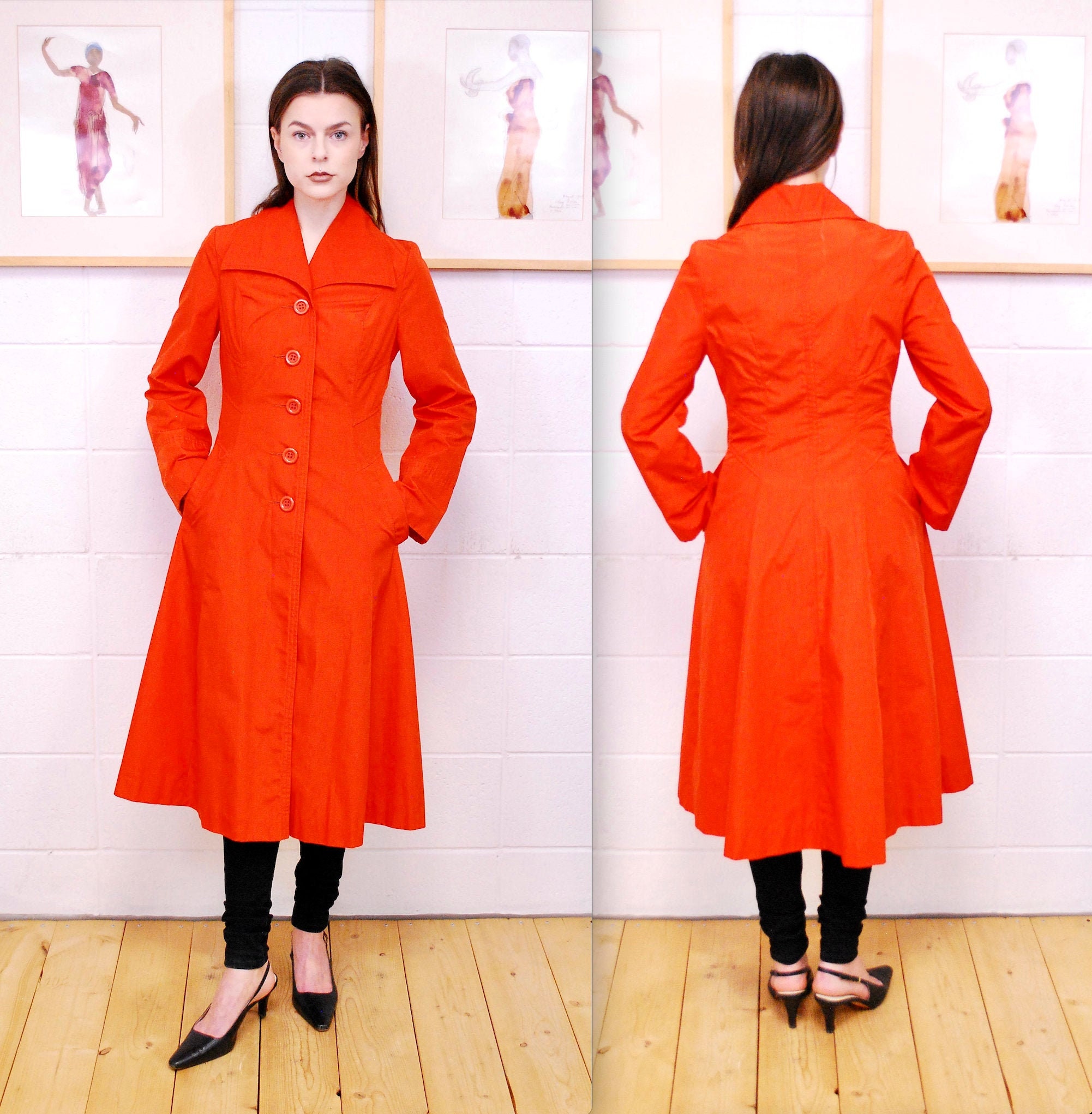 1970's Orange Full Length Spring Swing Coat / Trench Coat - Etsy