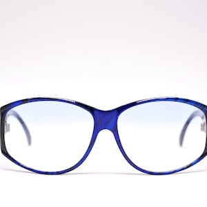 Óculos de sol vintage JACQUES FATH azuis da década de 1980 com lentes CR39 novas / Modelo nº 871-8 JF42 / Disco / Raro colecionável retrô nº 2148