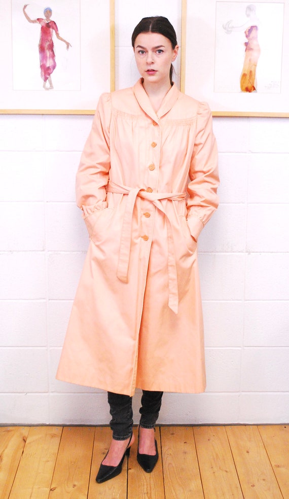 1970's Light Peach UTEX Full Length Swing Coat wi… - image 2