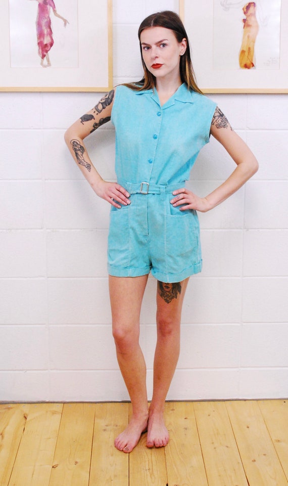 1950's/60's Seafoam Romper / Play Suit / Onesie /… - image 3