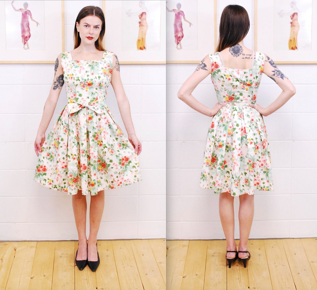 ワンピース Flower vintage dress vintage flower dress.