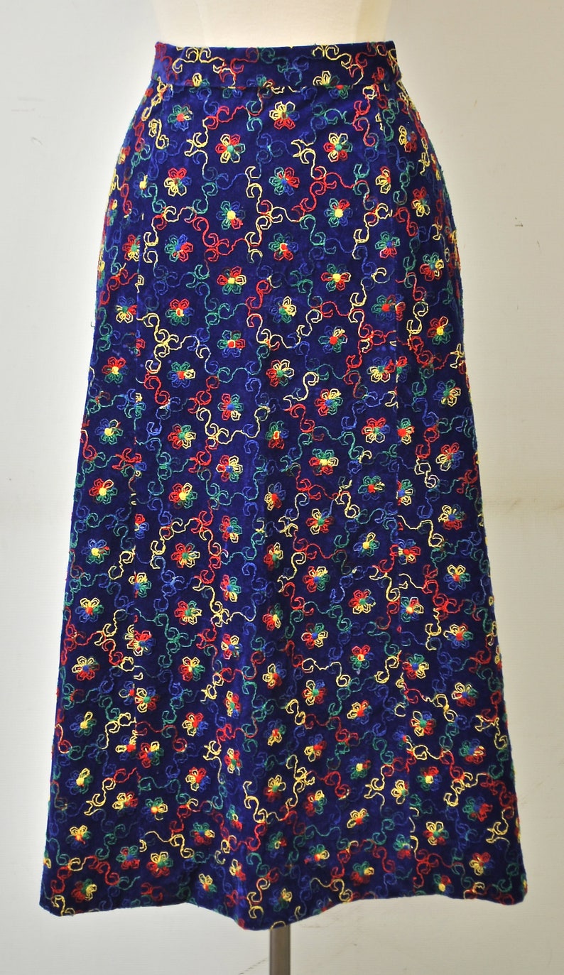 1960's Rainbow Embroidered Skirt / Mad Men / Rare - Etsy