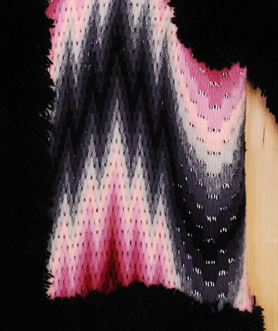 1980's/90's Black NORMA Rag Knit Tye Dye Print Ha… - image 7